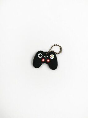 Video Game Controller Keychain Black Gamer Rubber PVC Key Ring Backpack Charm